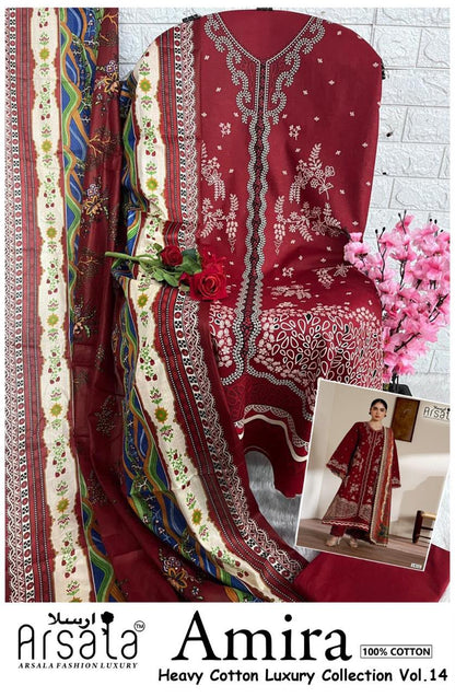Amira Vol 14 Arsala Fashion Lawn Cotton Karachi Salwar Suits Wholesale Rate