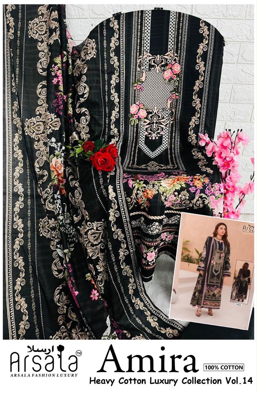 Amira Vol 14 Arsala Fashion Lawn Cotton Karachi Salwar Suits Wholesale Rate