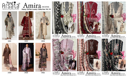 Amira Vol 14 Arsala Fashion Lawn Cotton Karachi Salwar Suits Wholesale Rate