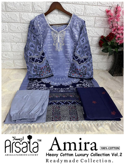 Amira Vol 2 Heavy Cotton Luxury Collection Arsala Fashion Lawn Karachi Readymade Suits Wholesaler