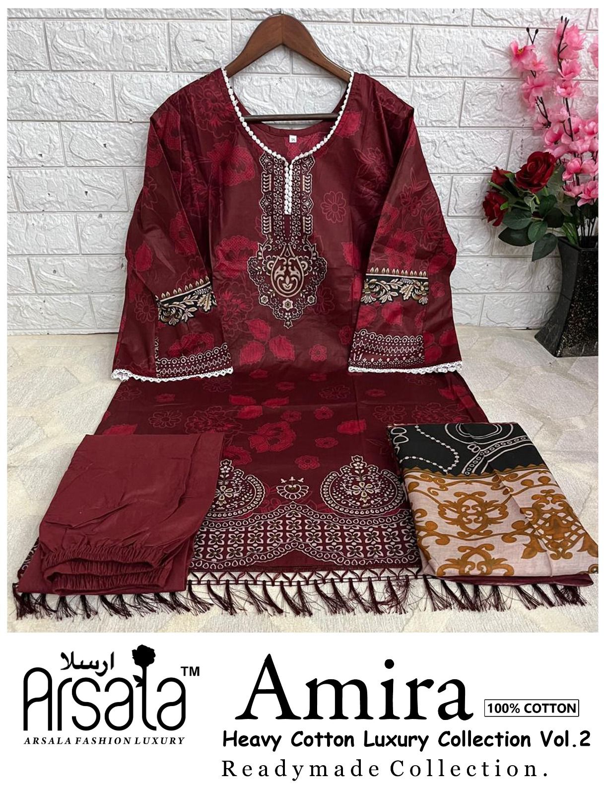 Amira Vol 2 Heavy Cotton Luxury Collection Arsala Fashion Lawn Karachi Readymade Suits Wholesaler