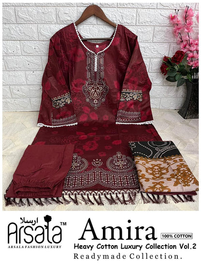 Amira Vol 2 Heavy Cotton Luxury Collection Arsala Fashion Lawn Karachi Readymade Suits Wholesaler
