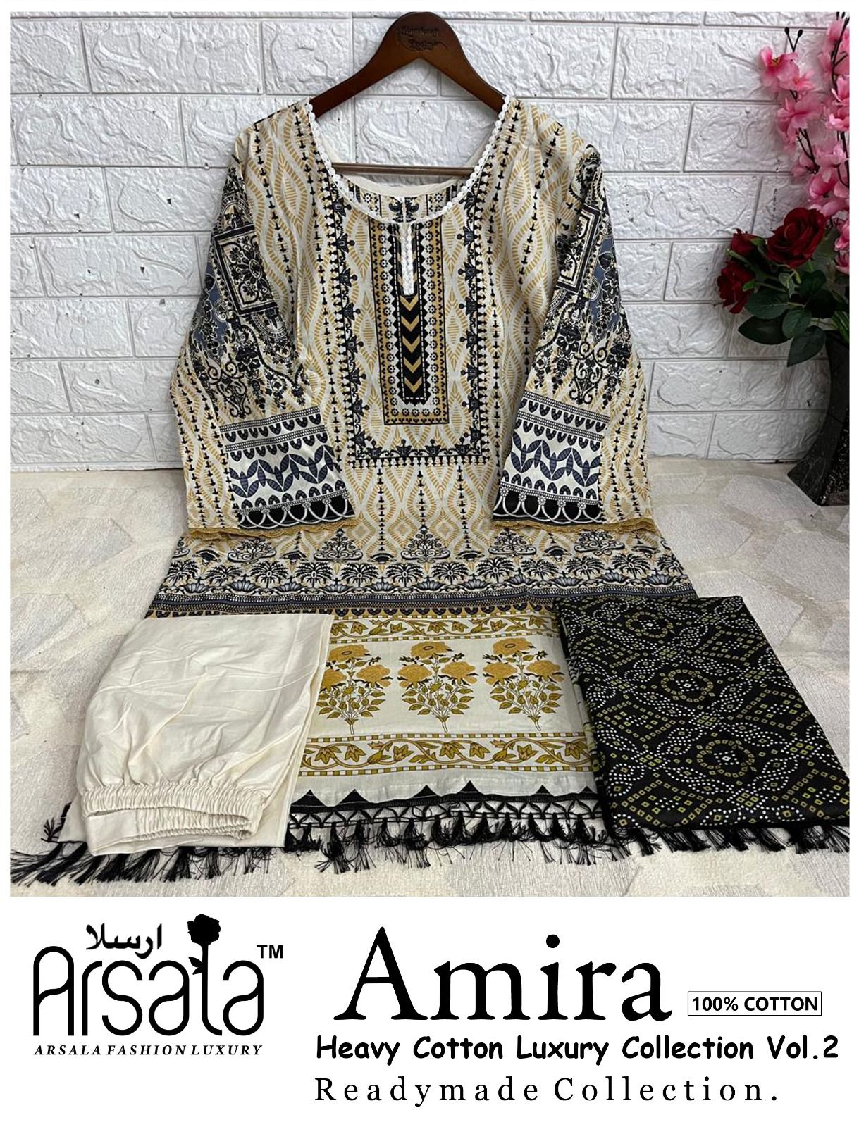 Amira Vol 2 Heavy Cotton Luxury Collection Arsala Fashion Lawn Karachi Readymade Suits Wholesaler