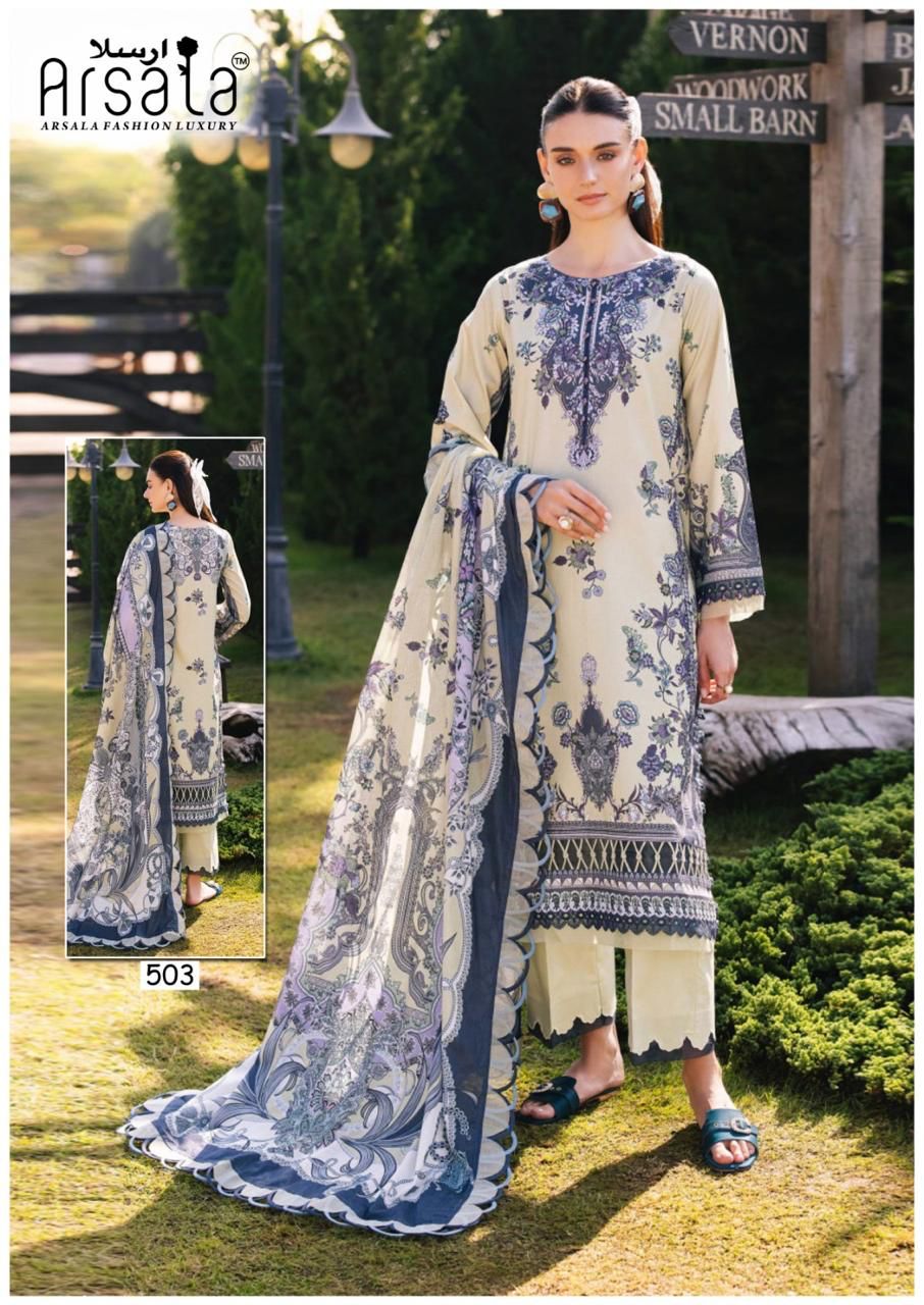 Amira Vol 5 Heavy Cotton Luxury Collection Arsala Fashion Heavy Lawn Karachi Readymade Suits Manufacturer India