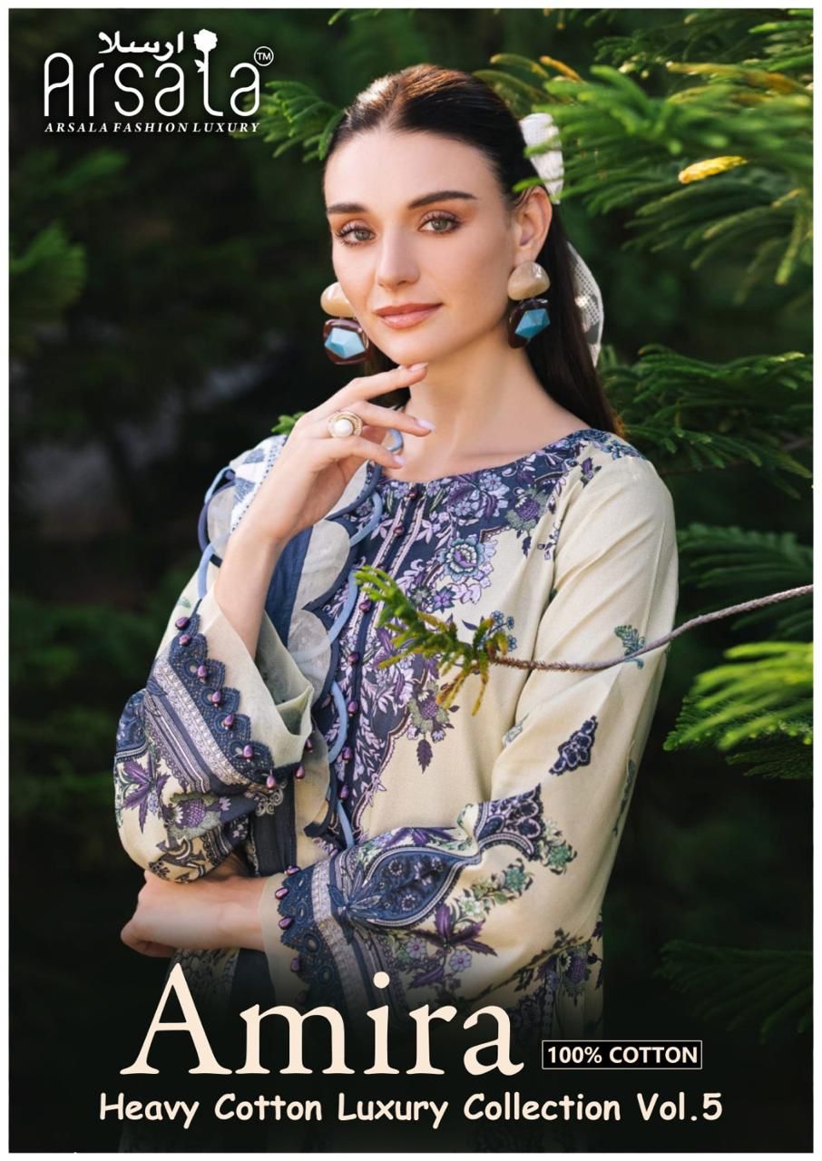 Amira Vol 5 Heavy Cotton Luxury Collection Arsala Fashion Lawn Karachi Salwar Suits Exporter Gujarat