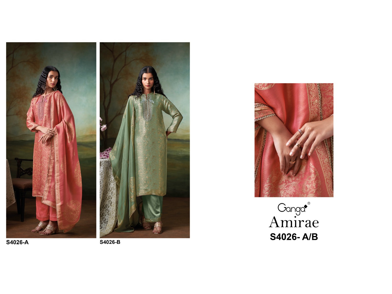 Amirae 4026 Ganga Premium Bemberg Plazzo Style Suits Exporter India