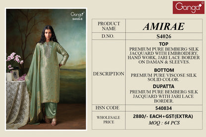 Amirae 4026 Ganga Premium Bemberg Plazzo Style Suits Exporter India