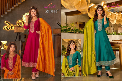 Amiri Aanchi Vichitra Silk Readymade Anarkali Suits Supplier Gujarat