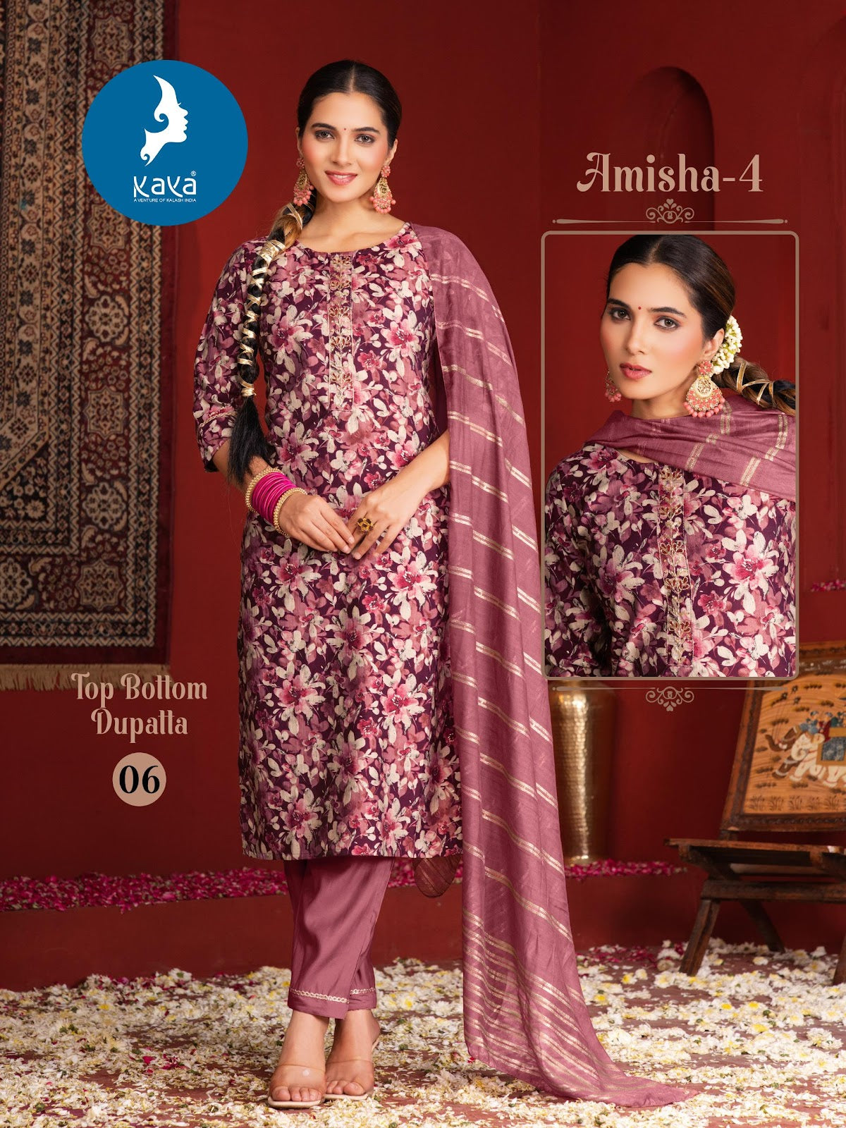 Amisha 4 Kaya Vertican Readymade Pant Style Suits Wholesale Rate