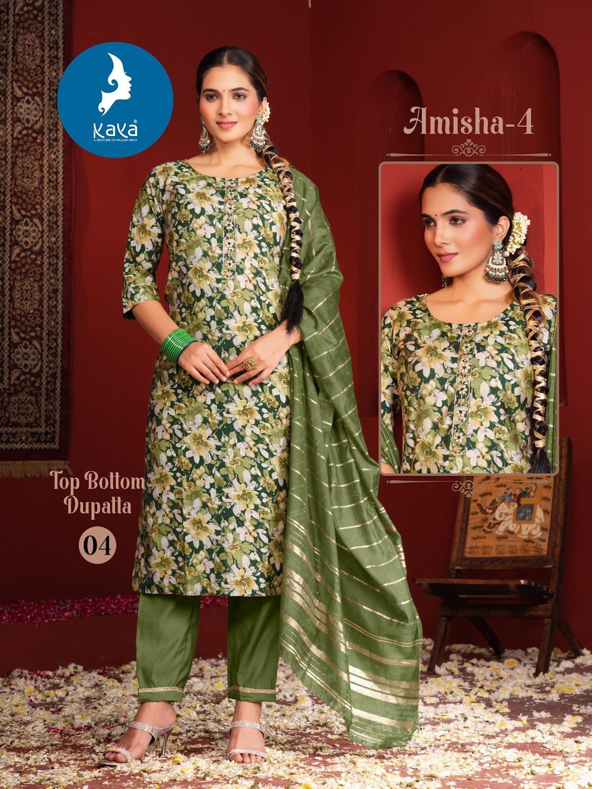 Amisha 4 Kaya Vertican Readymade Pant Style Suits Wholesale Rate