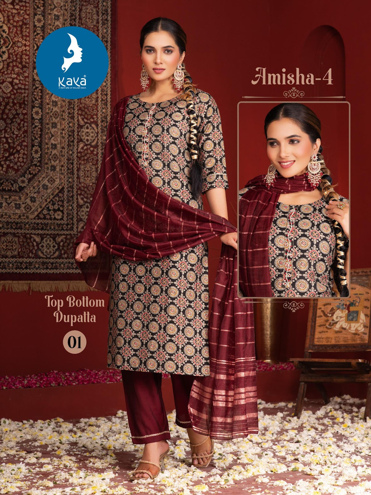 Amisha 4 Kaya Vertican Readymade Pant Style Suits Wholesale Rate
