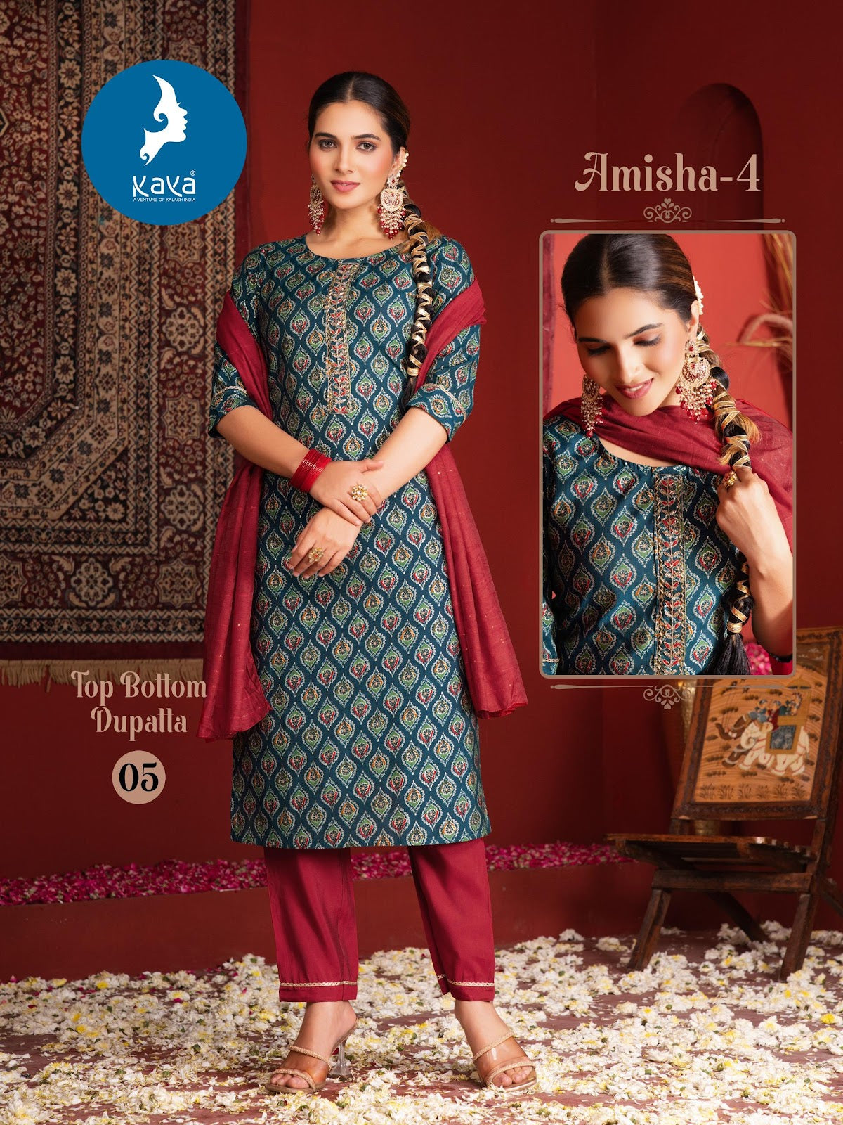 Amisha 4 Kaya Vertican Readymade Pant Style Suits Wholesale Rate
