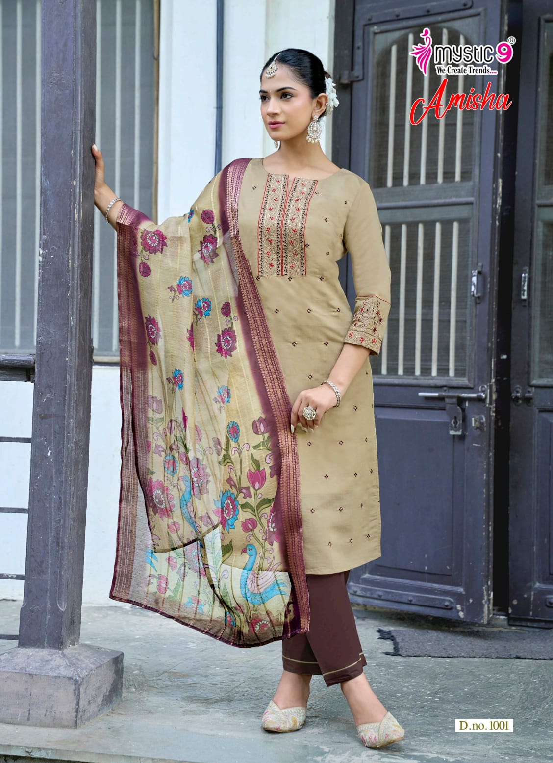 Amisha Vol 1 Mystic 9 Roman Silk Readymade Pant Style Suits Exporter