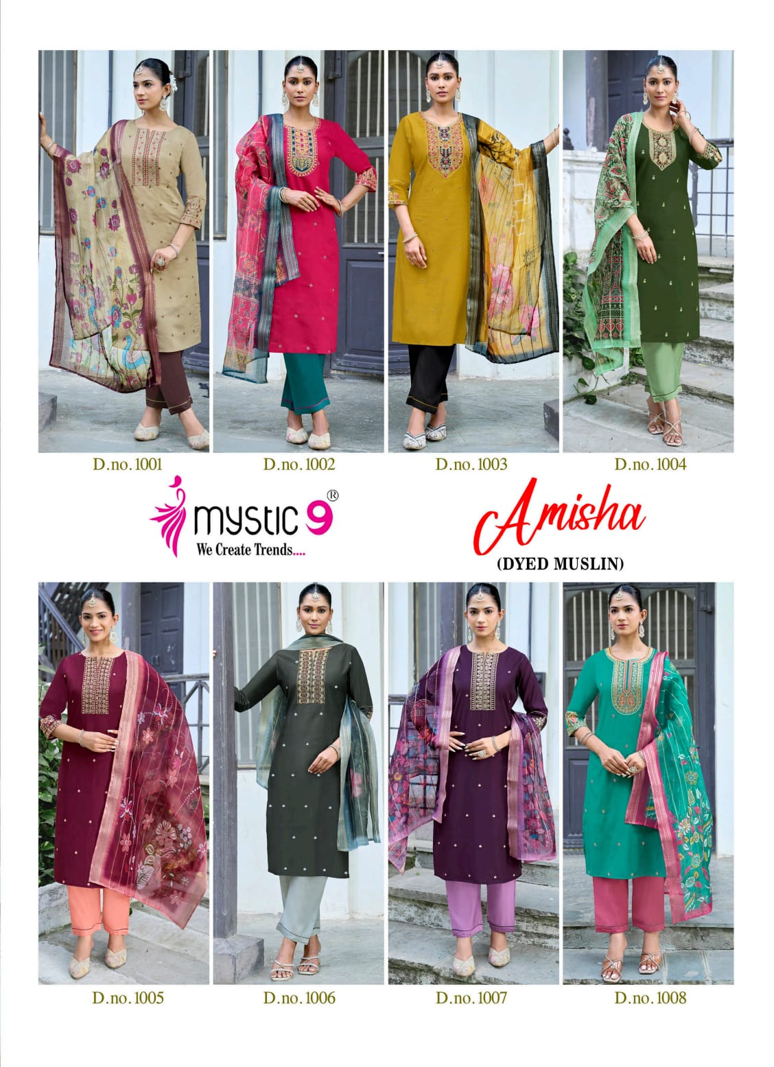 Amisha Vol 1 Mystic 9 Roman Silk Readymade Pant Style Suits Exporter