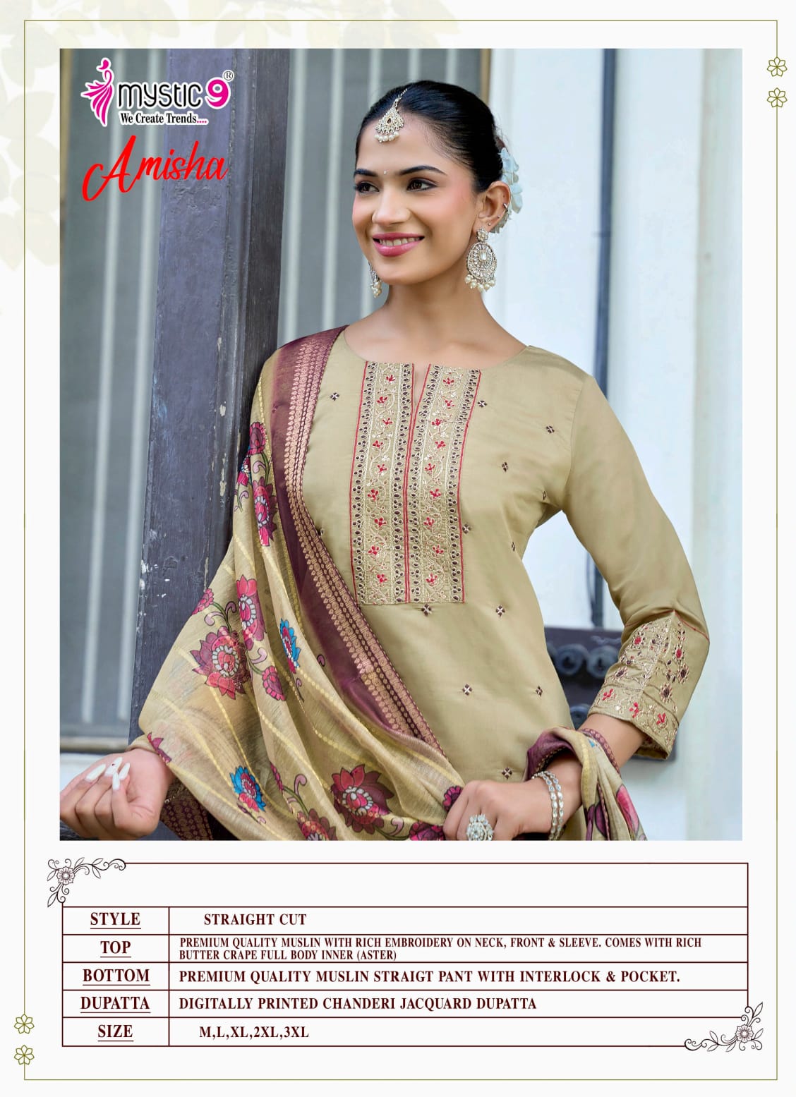 Amisha Vol 1 Mystic 9 Roman Silk Readymade Pant Style Suits Exporter