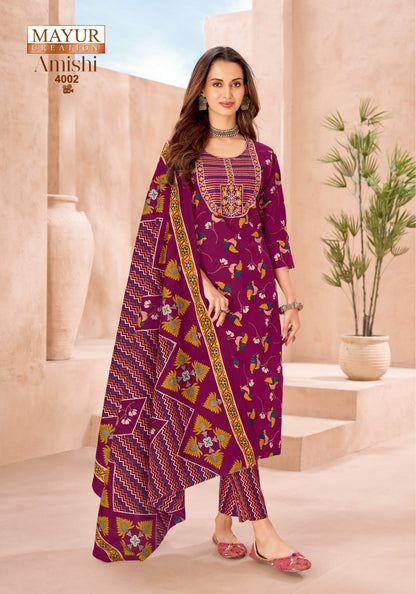Amishi Vol 4 Mayur Creation Readymade Cotton Pant Suits Exporter India