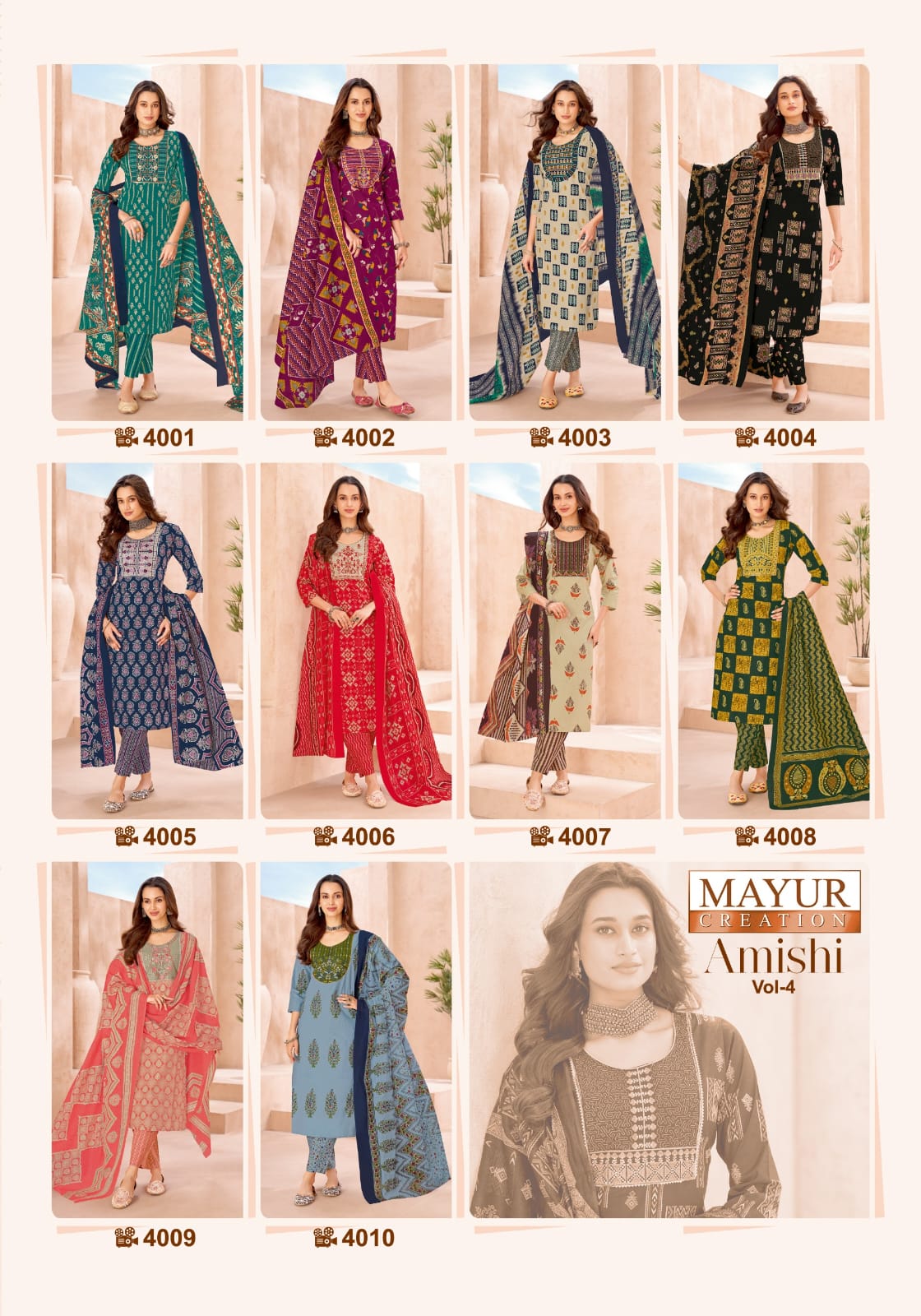 Amishi Vol 4 Mayur Creation Readymade Cotton Pant Suits Exporter India