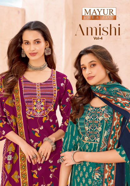 Amishi Vol 4 Mayur Creation Readymade Cotton Pant Suits Exporter India