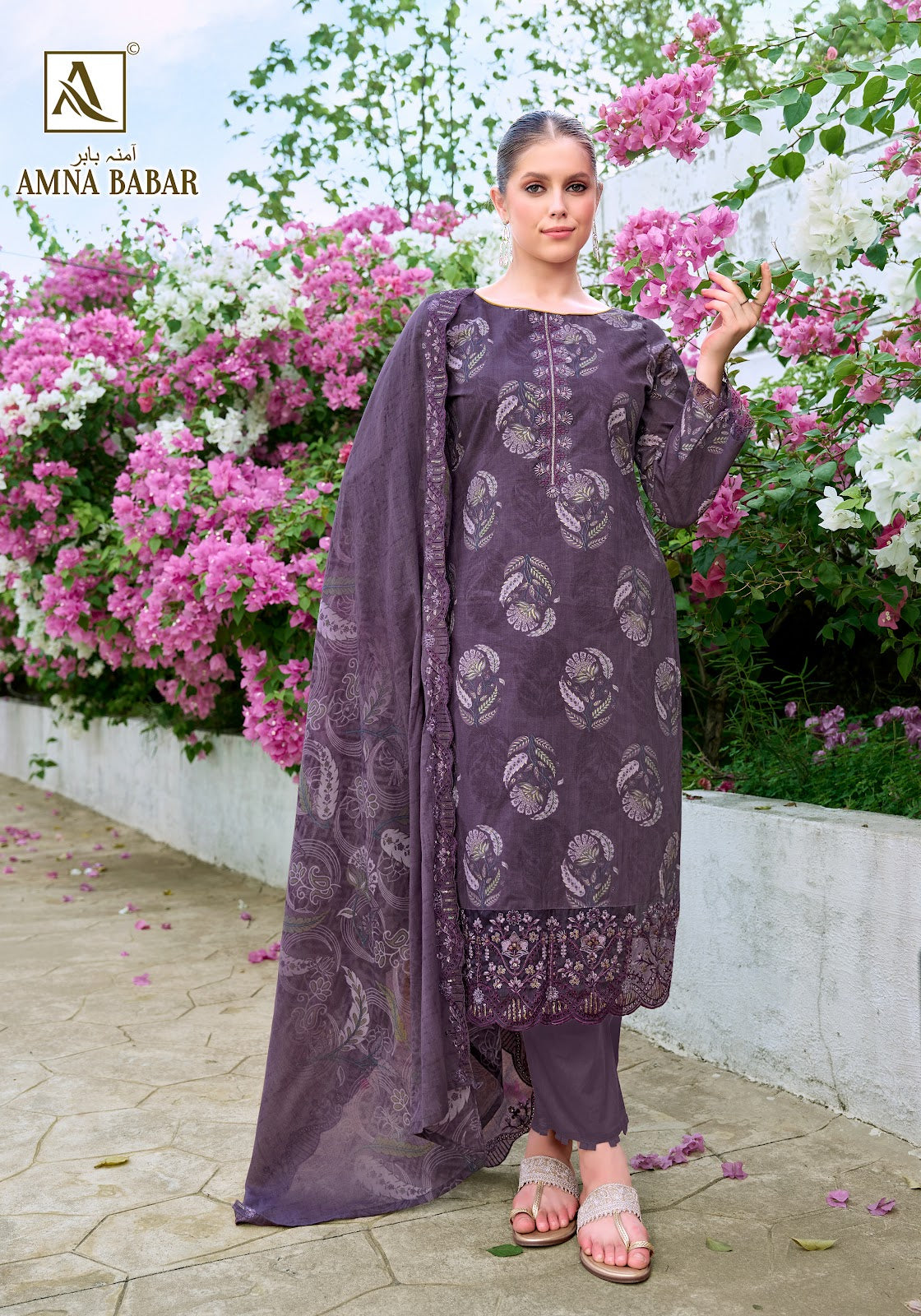 Amna Babar Alok Cambric Cotton Karachi Salwar Suits Exporter Ahmedabad
