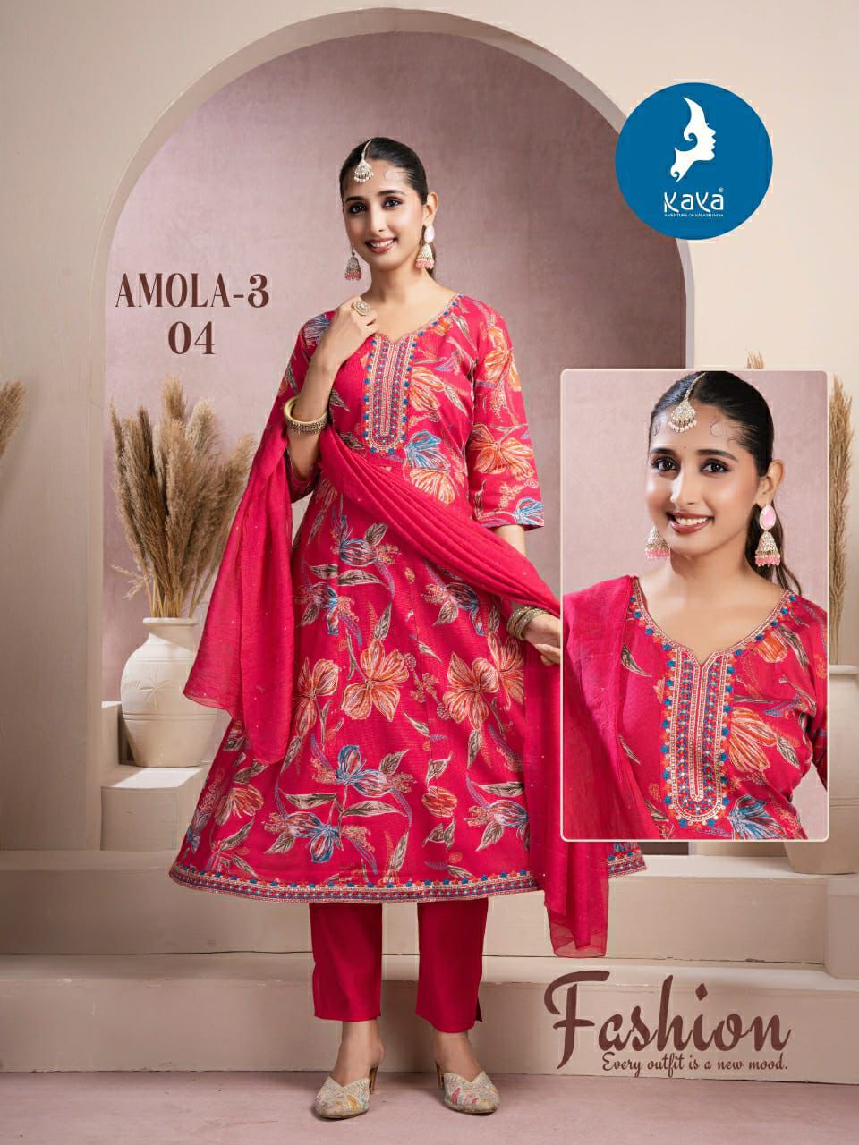 Amola 3 Kaya Vertican Print Readymade Anarkali Suits Exporter Ahmedabad