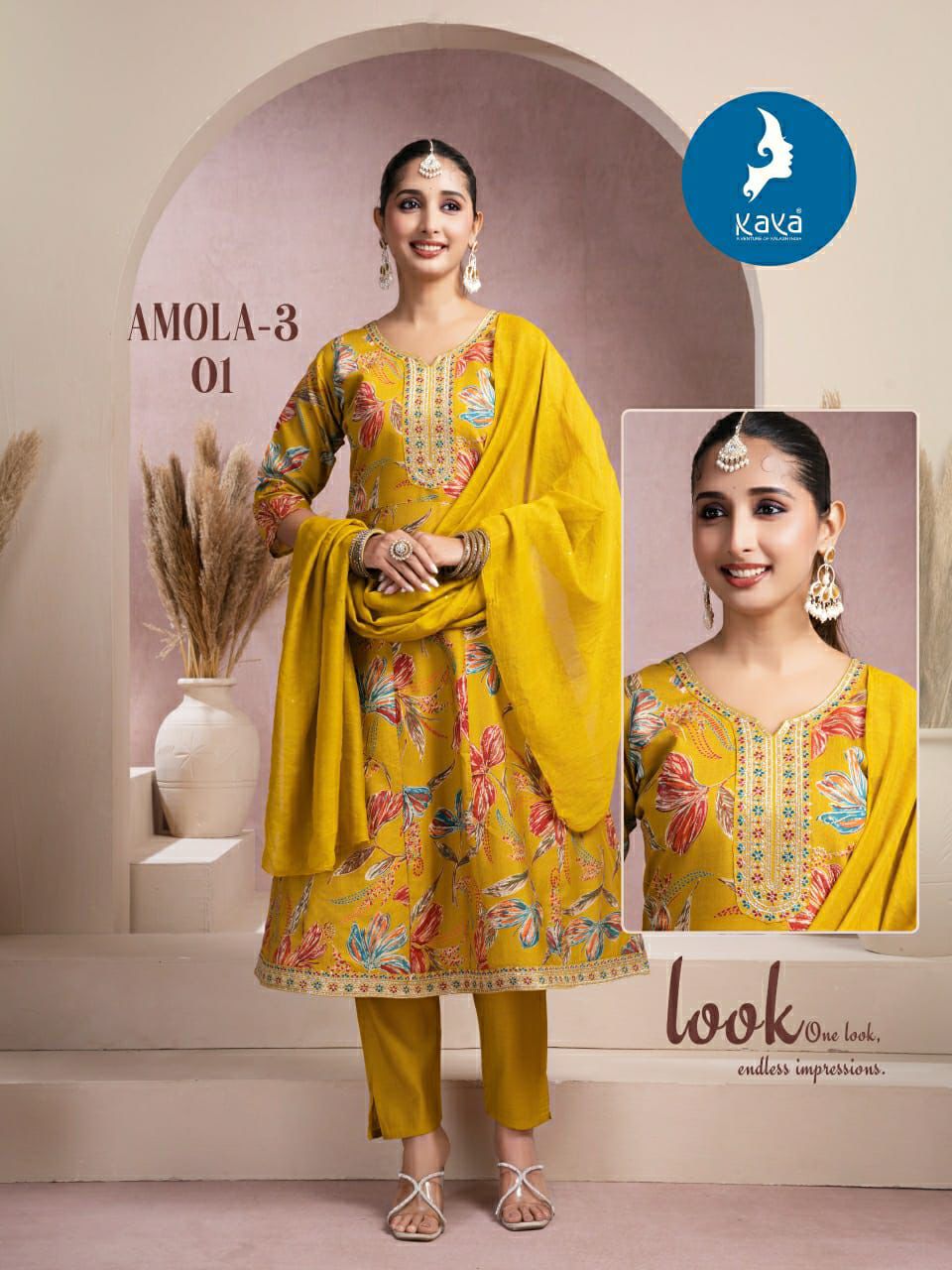 Amola 3 Kaya Vertican Print Readymade Anarkali Suits Exporter Ahmedabad