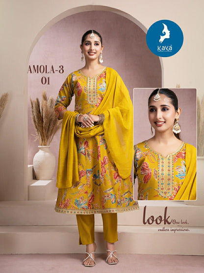Amola 3 Kaya Vertican Print Readymade Anarkali Suits Exporter Ahmedabad