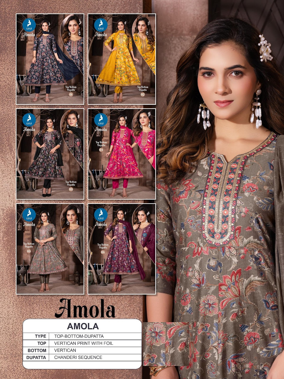 Amola Kaya Vertican Readymade Anarkali Suits Manufacturer India