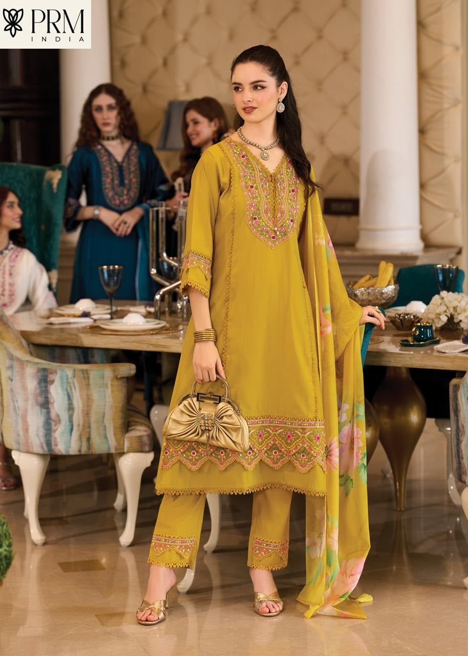 Amoro Prm India Roman Silk Readymade Pant Style Suits Wholesaler India