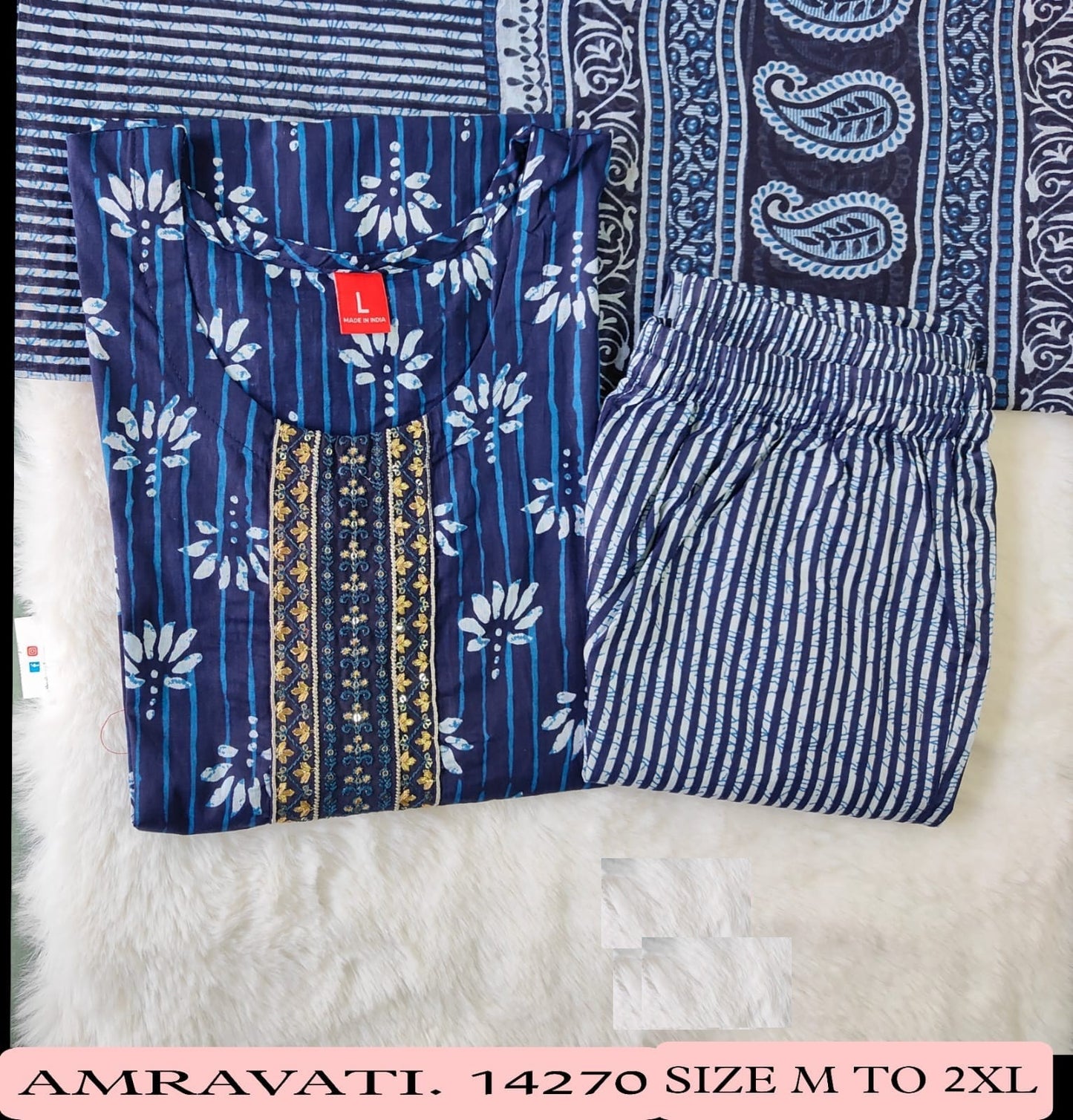 Amravati Jnx Jaipuri Readymade Cotton Pant Suits Supplier India