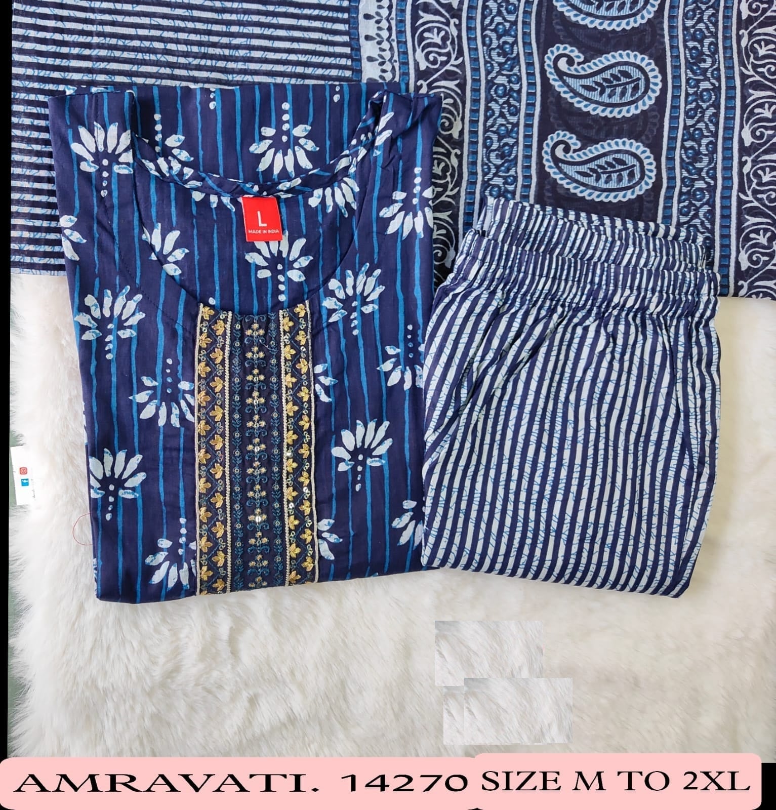 Amravati Jnx Jaipuri Readymade Cotton Pant Suits Supplier India