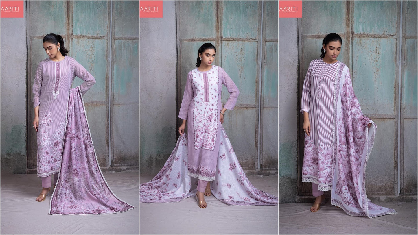 Amrin Pink Naariti Linen Pant Style Suits Wholesale Rate