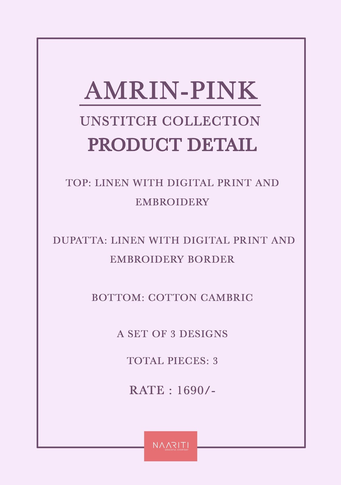 Amrin Pink Naariti Linen Pant Style Suits Wholesale Rate