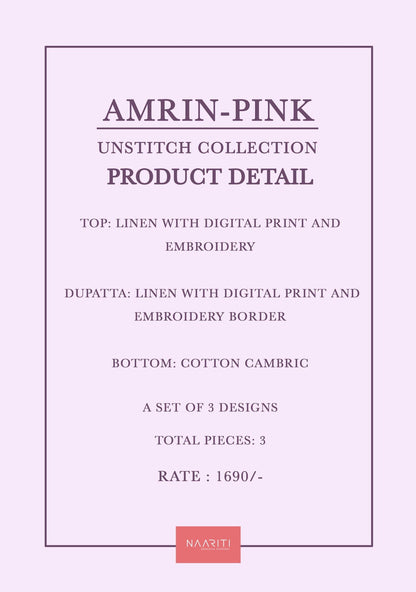 Amrin Pink Naariti Linen Pant Style Suits Wholesale Rate