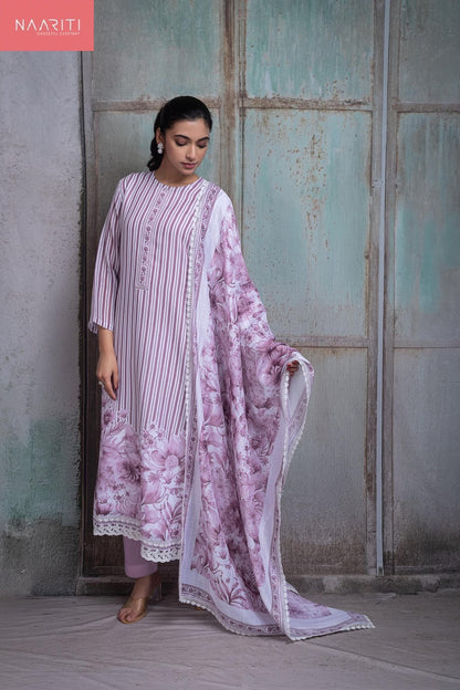 Amrin Pink Naariti Linen Pant Style Suits Wholesale Rate
