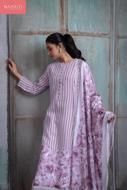 Amrin Pink Naariti Linen Pant Style Suits Wholesale Rate