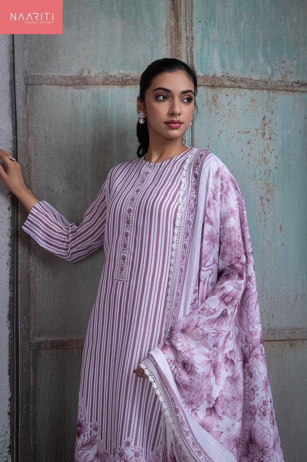 Amrin Pink Naariti Linen Pant Style Suits Wholesale Rate