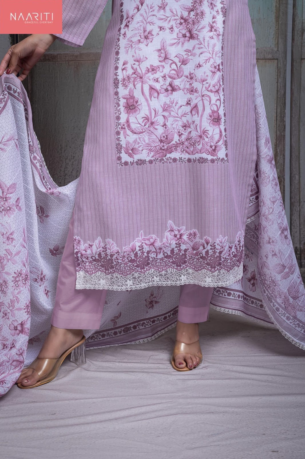 Amrin Pink Naariti Linen Pant Style Suits Wholesale Rate