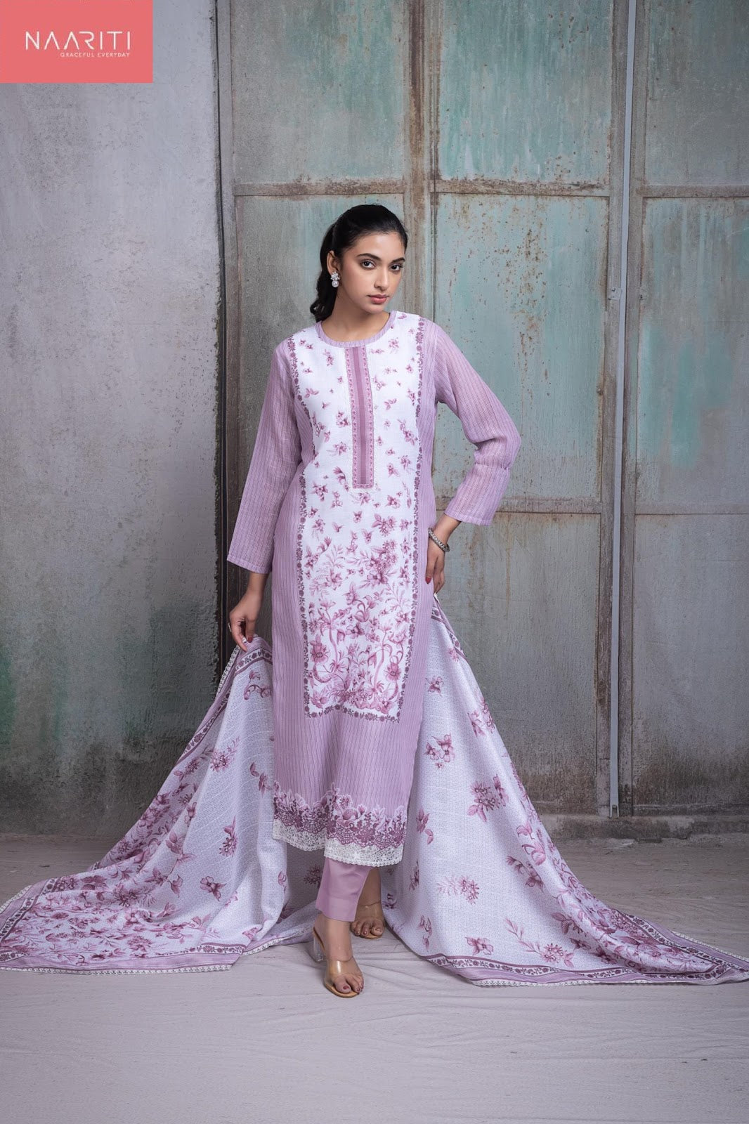 Amrin Pink Naariti Linen Pant Style Suits Wholesale Rate