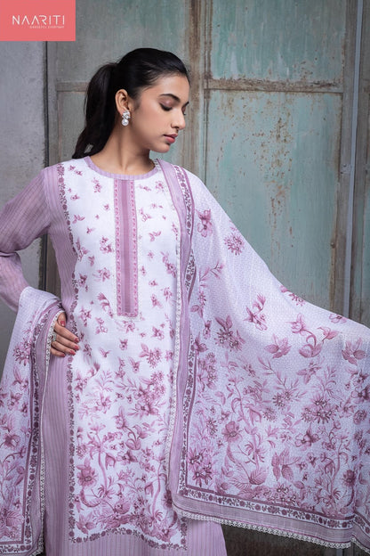 Amrin Pink Naariti Linen Pant Style Suits Wholesale Rate