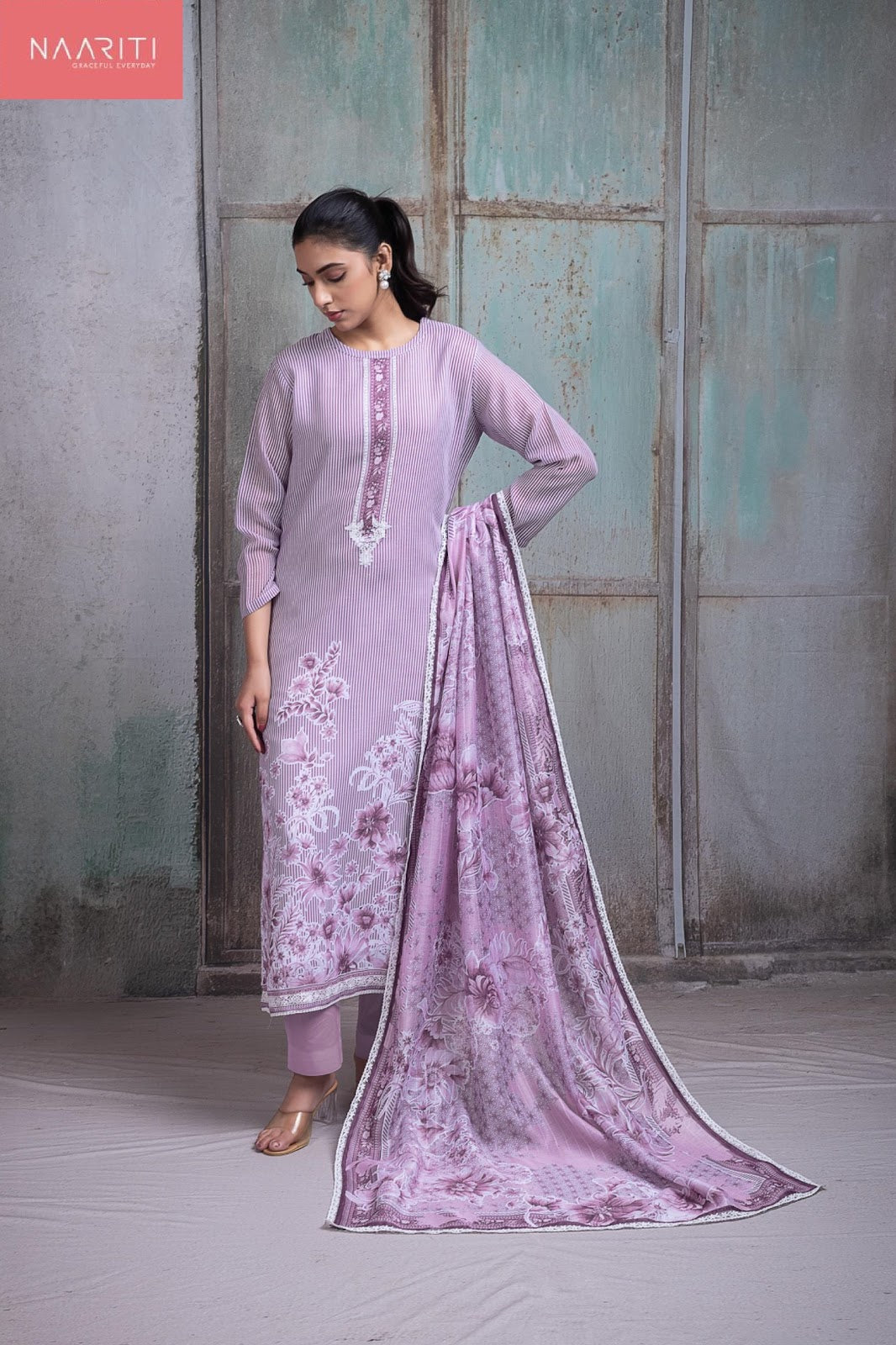 Amrin Pink Naariti Linen Pant Style Suits Wholesale Rate