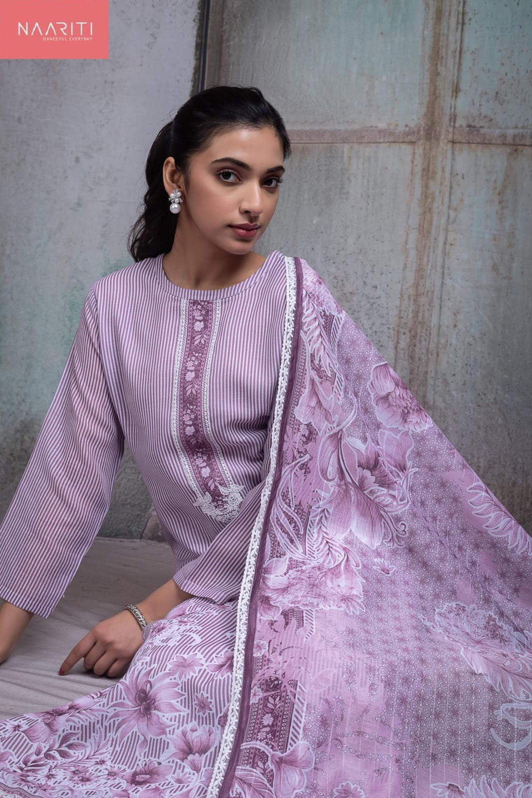 Amrin Pink Naariti Linen Pant Style Suits Wholesale Rate