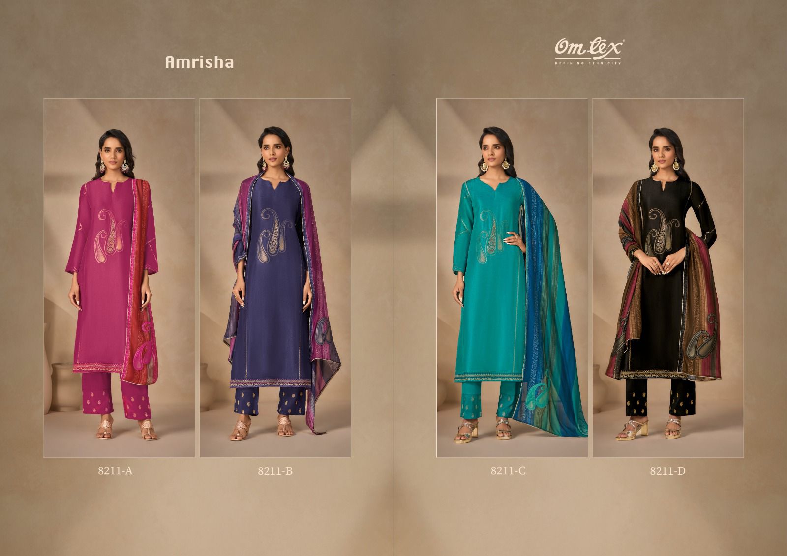 Amrisha Omtex Silk Pant Style Suits Wholesaler India