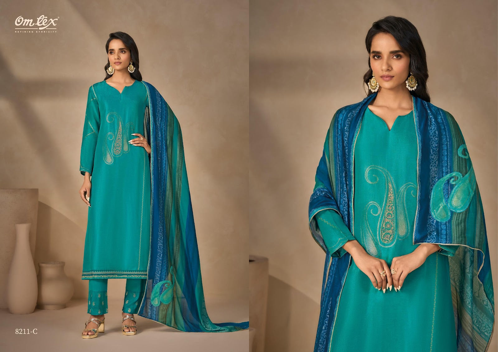Amrisha Omtex Silk Pant Style Suits Wholesaler India