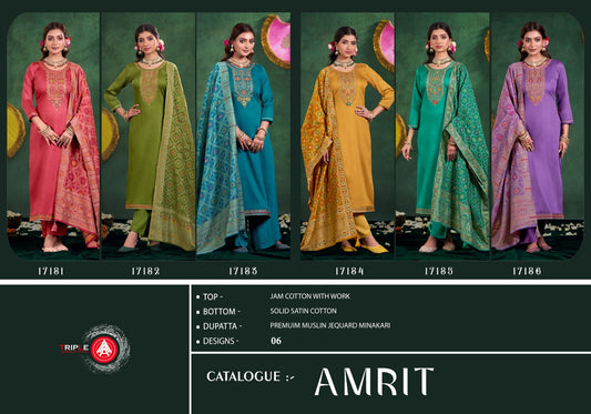 Amrit Triple Aaa Jam Cotton Pant Style Suits Wholesaler Gujarat