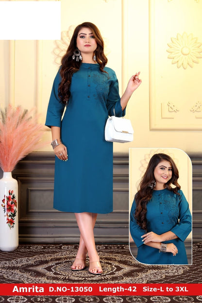 Amrita 020125 Jnx Lycra Knee Length Kurtis Supplier Ahmedabad