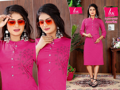 Amrita 020125 Jnx Lycra Knee Length Kurtis Supplier Ahmedabad