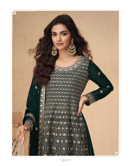 Amrita Aashirwad Creation Chinon Silk Readymade Plazzo Style Suits Wholesaler Ahmedabad