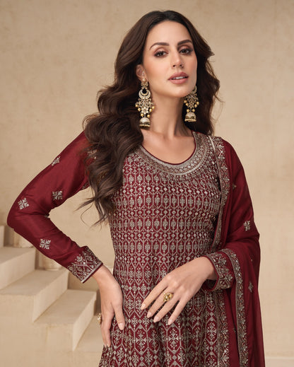 Amrita Aashirwad Creation Chinon Silk Readymade Plazzo Style Suits Wholesaler Ahmedabad
