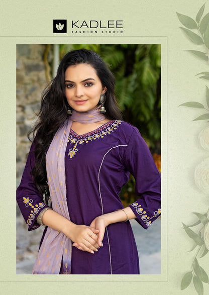 Amrita Kadlee Rayon Slub Readymade Plazzo Style Suits Manufacturer
