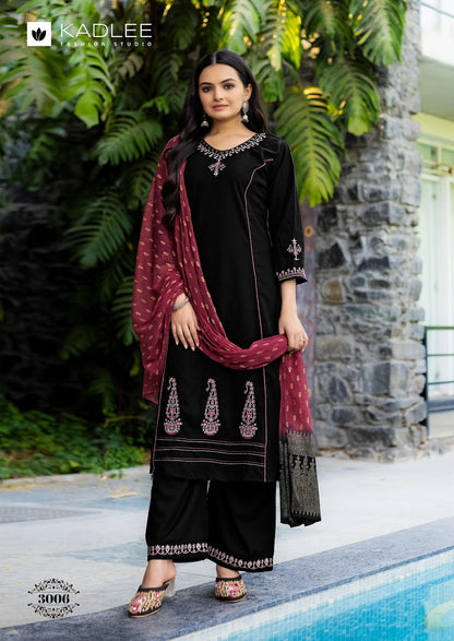 Amrita Kadlee Rayon Slub Readymade Plazzo Style Suits Manufacturer